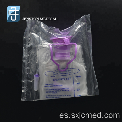 Conjunto de bolsa de alimentación enteral desechable médica